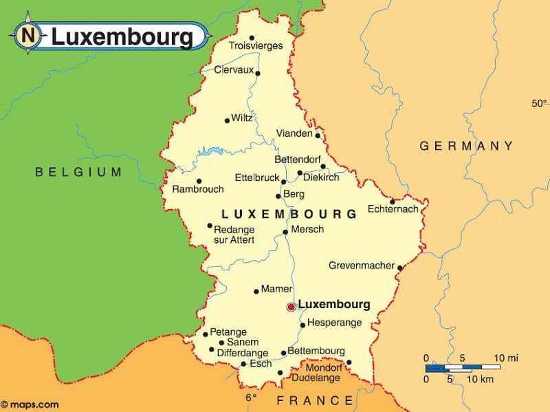 13 Facts About Luxembourg History Size Religion More Facts Net   Luxembourg Map 