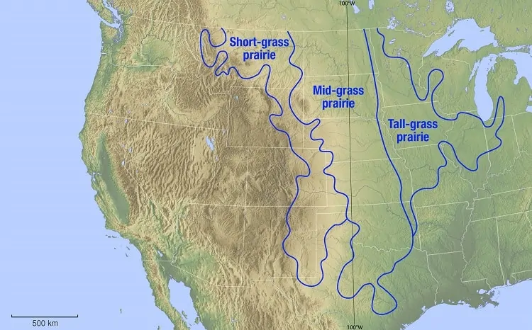 Map Of The Prairie In US 