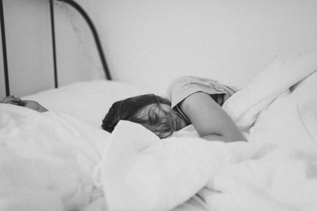 Weird phobias Grayscale photo woman sleeping bed