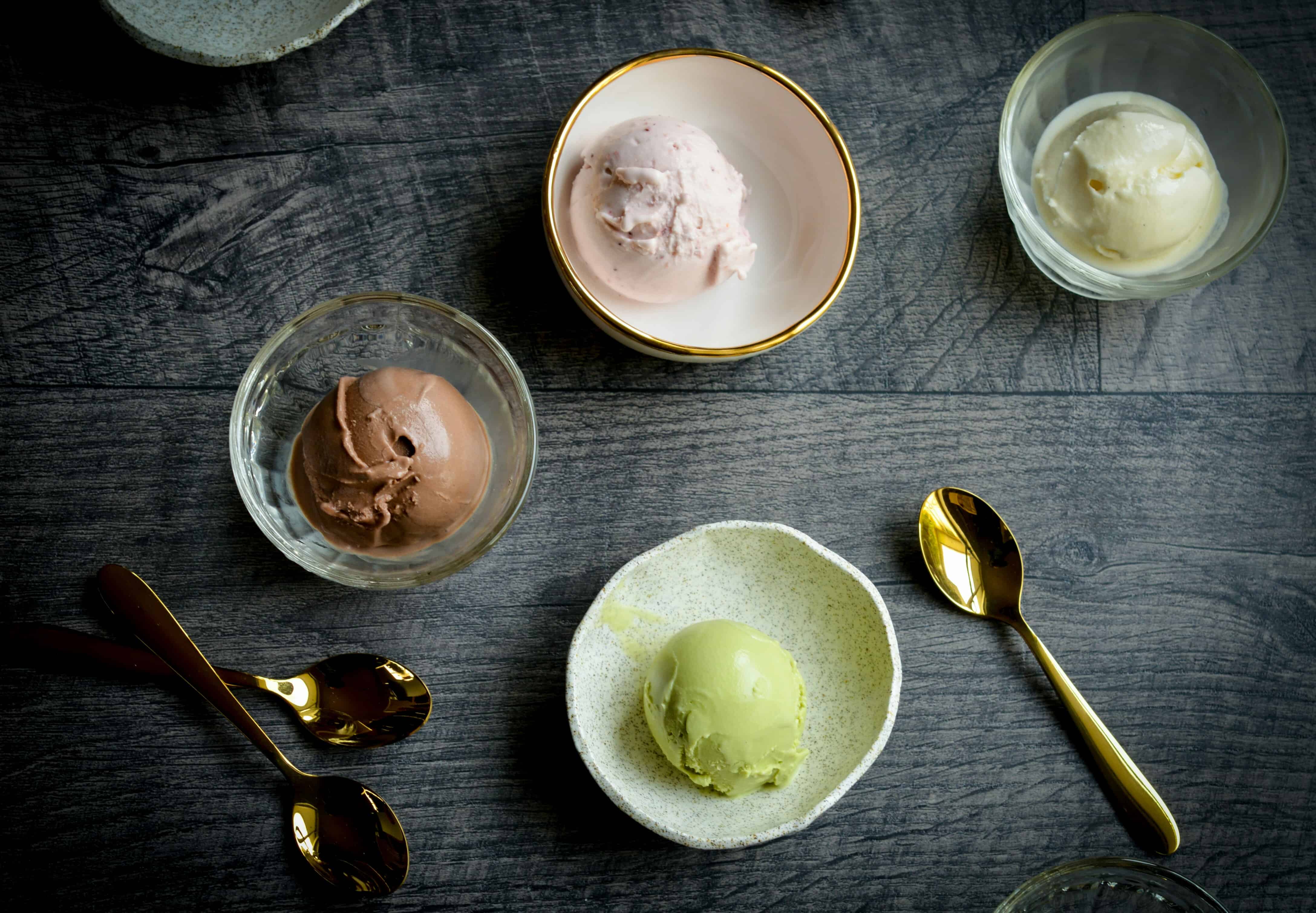 4 ice cream in bowls, ice cream facts
