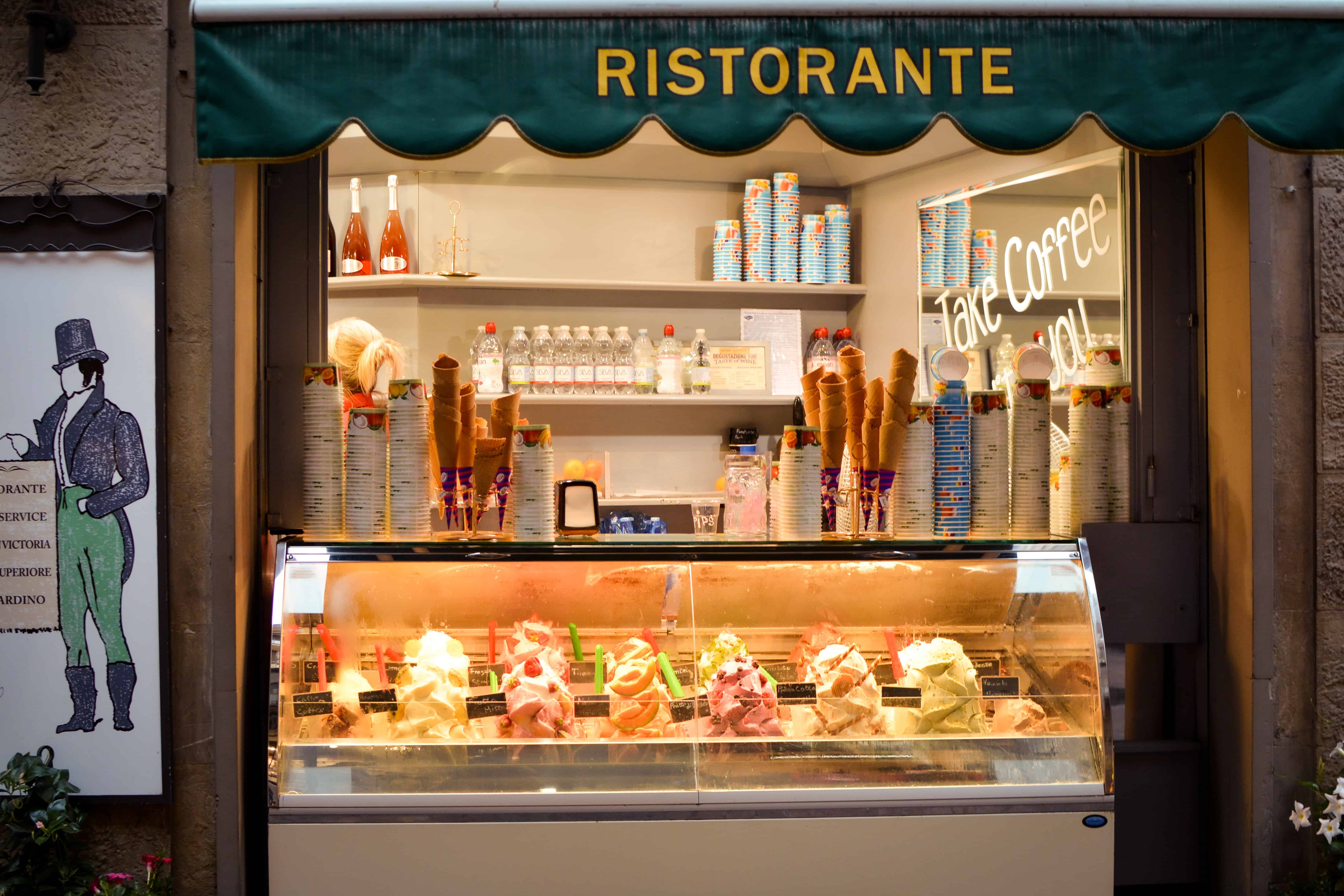 italian gelato shop, ice cream facts