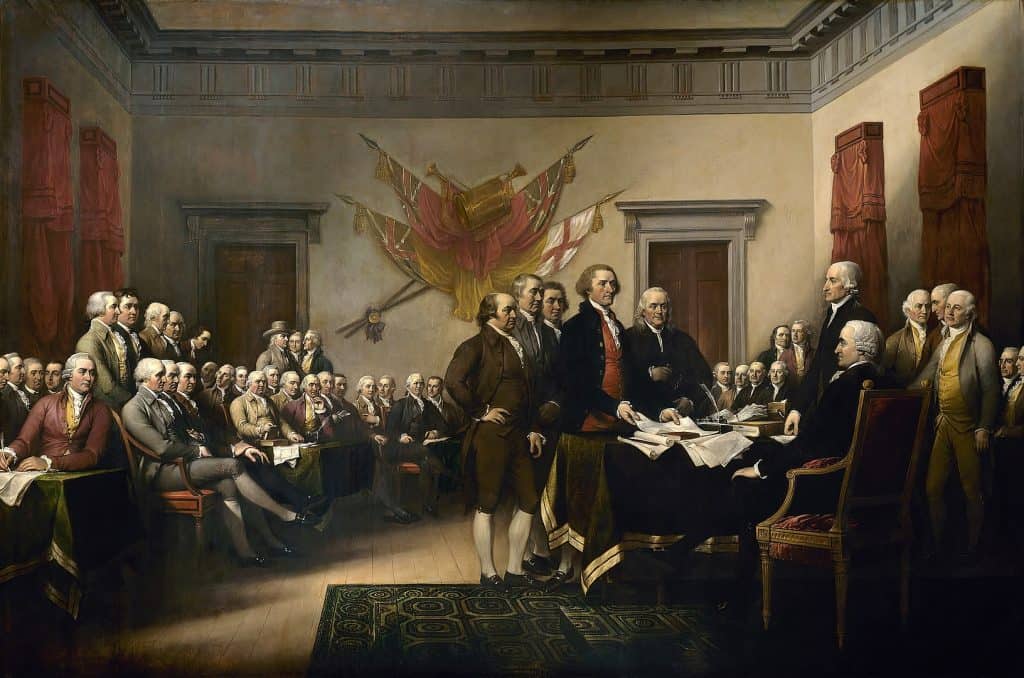 John Trumbull’s portrait of the signing of the Declaration of Independence.