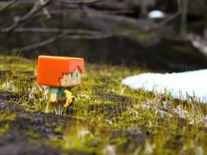 figurine, grass, snow, minecraft, axe