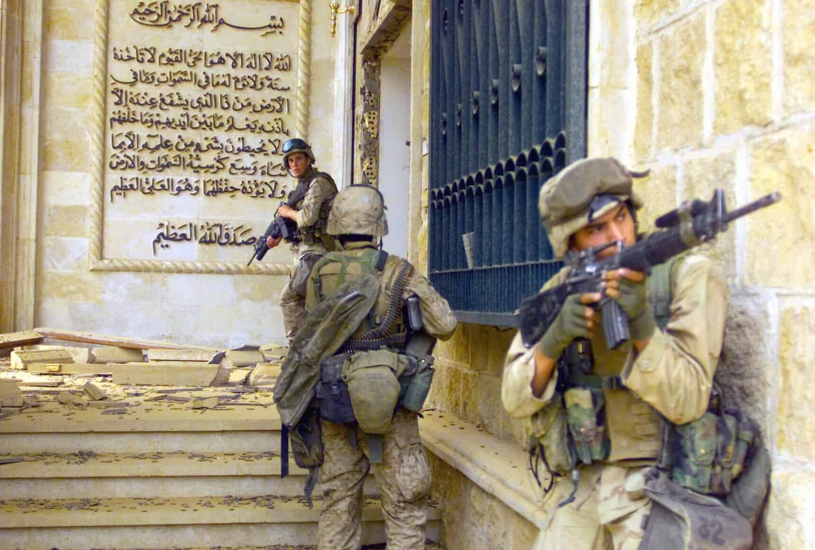 US Marines during the Fall of Baghdad in 2003.