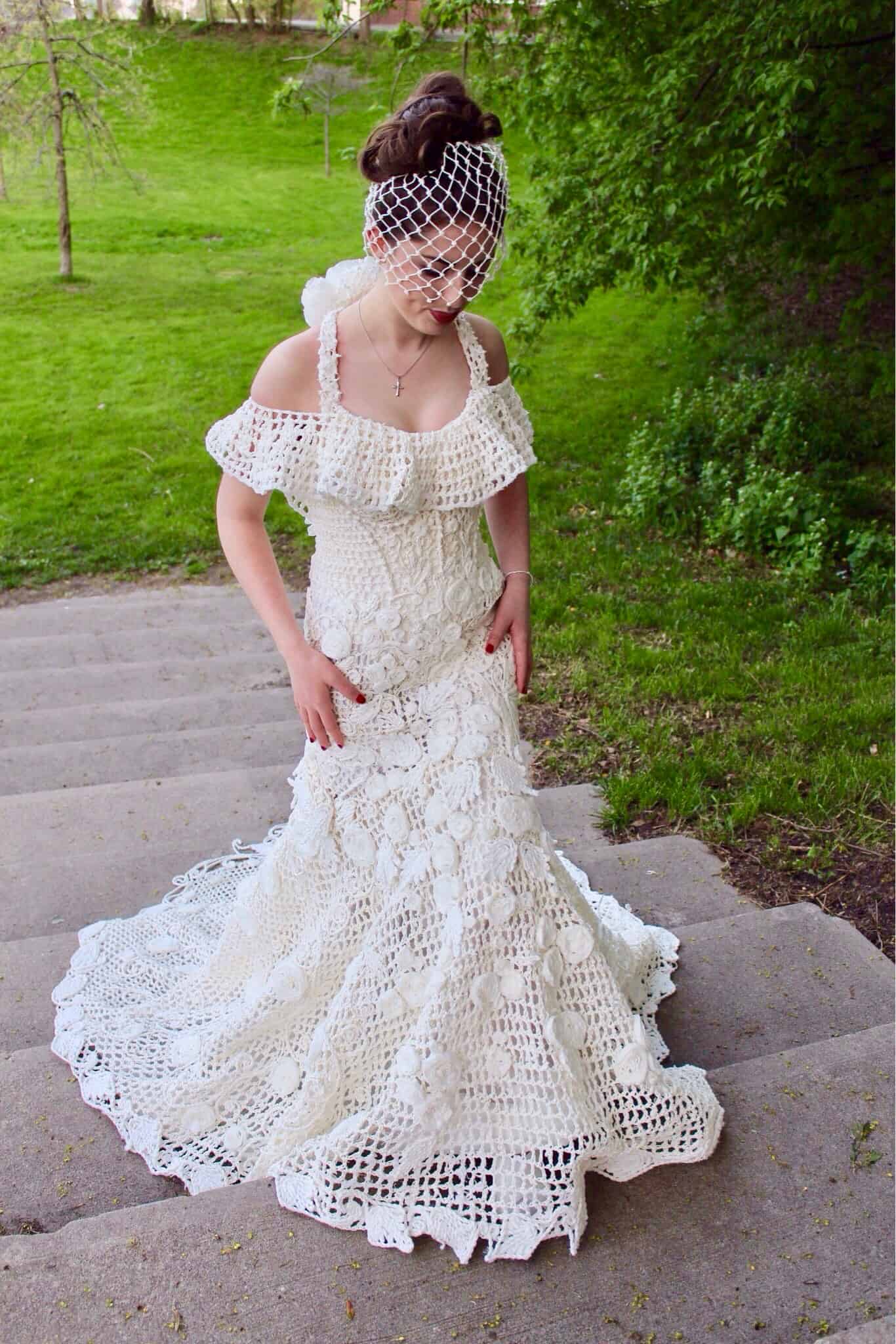 wedding dress made of toilet paper