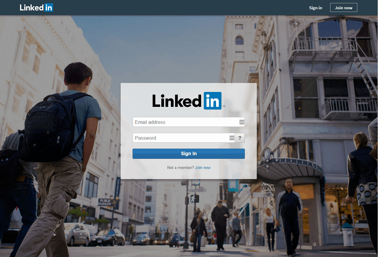 linkedin website log on