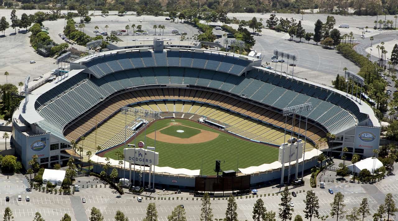 aerial view of baseball stadium