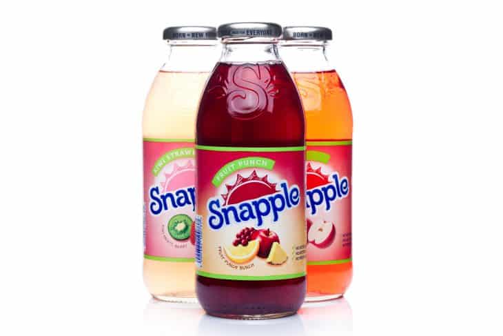 Bottles of Snapple drinks