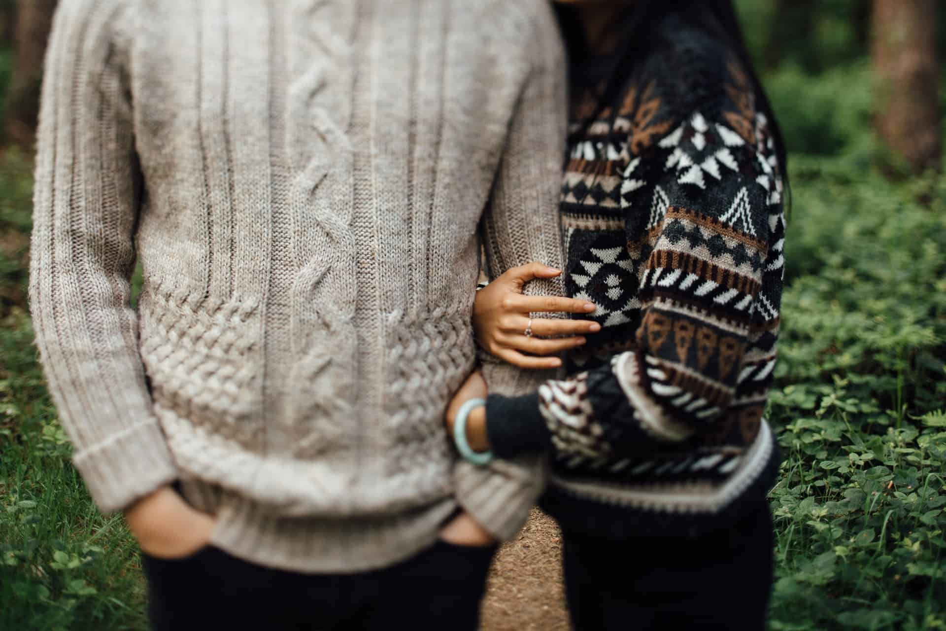 man, woman, sweater
