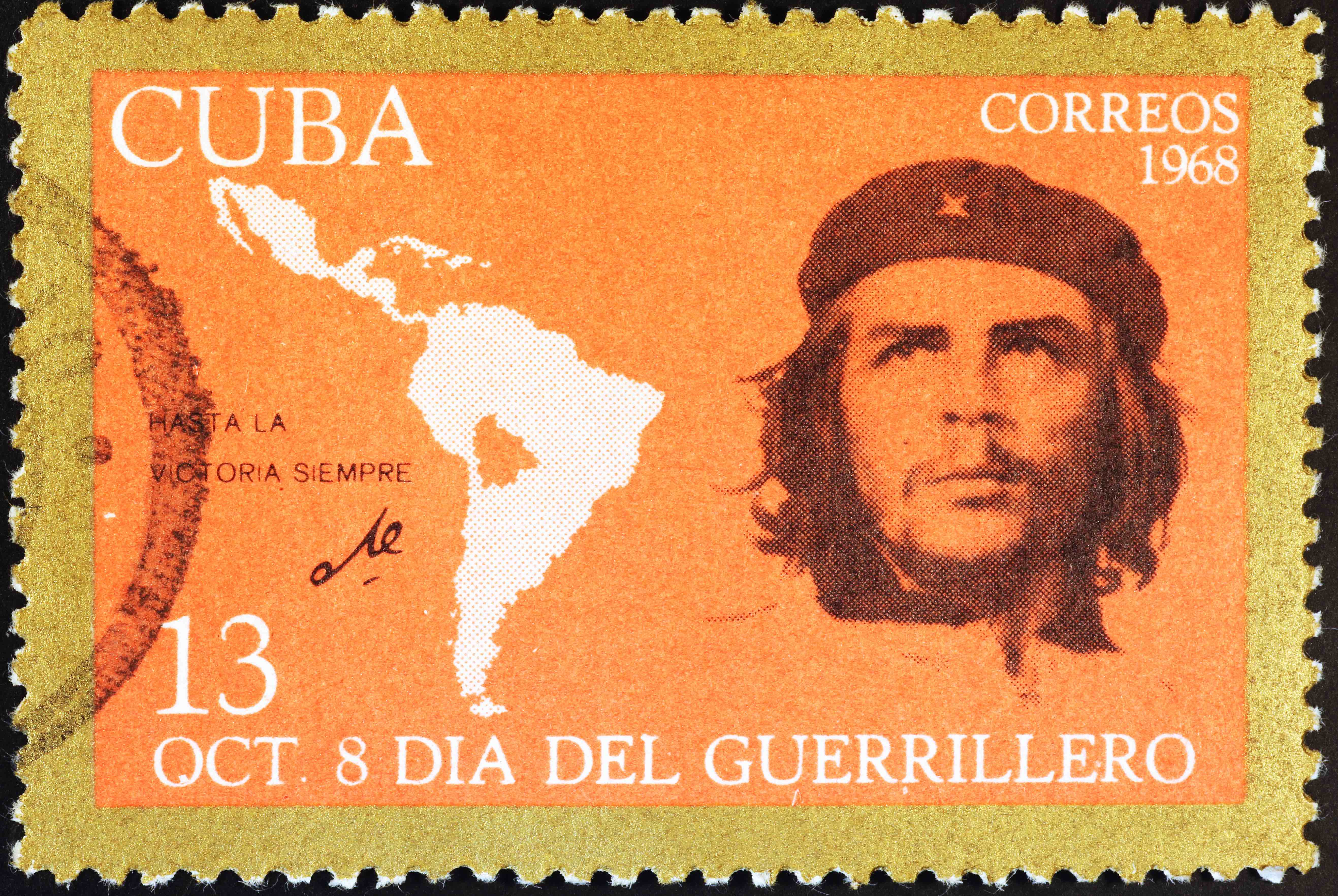 General Che Guevara on cuban postage stamp