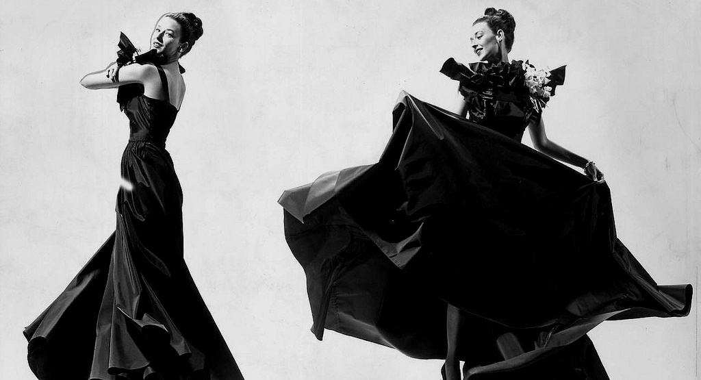 black taffeta ball gown