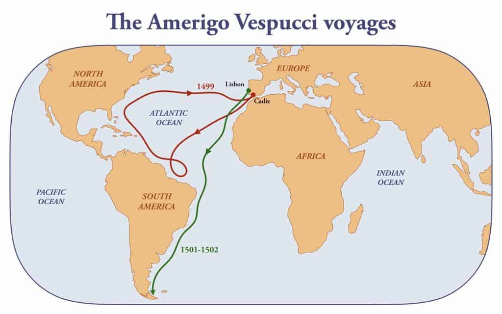 what voyages did amerigo vespucci go on