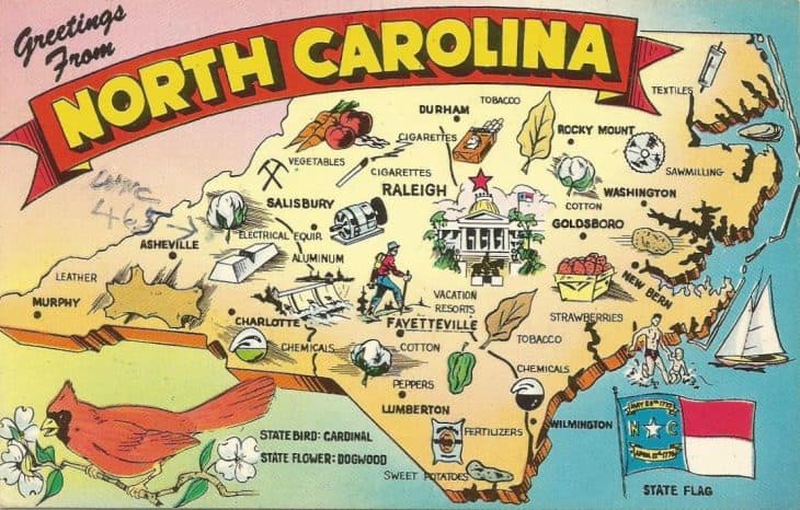 North Carolina facts, map