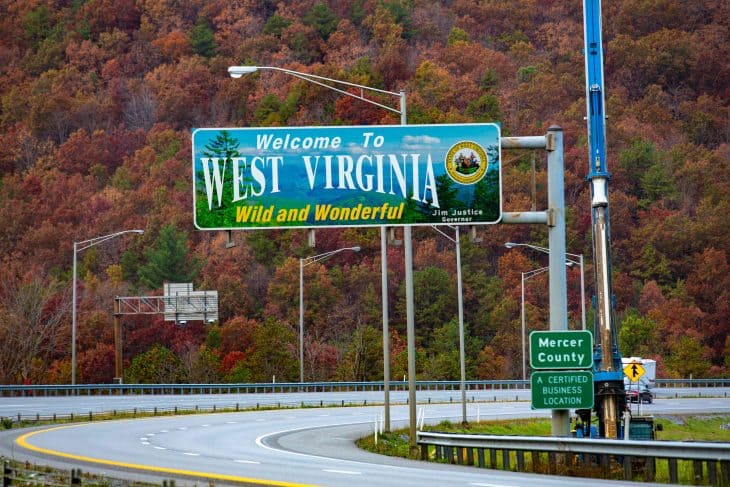 West Virginia Highway Welcome Sign