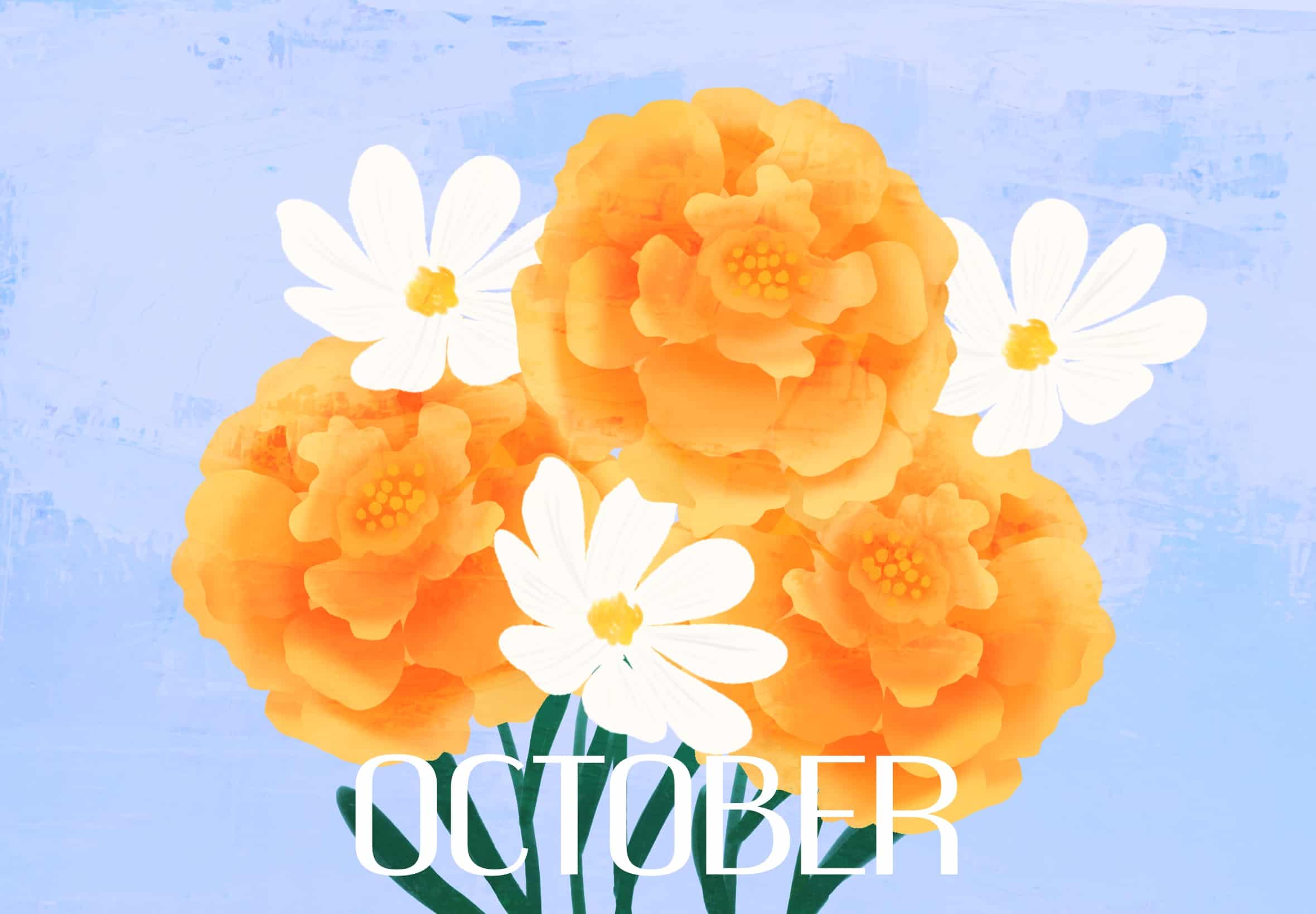 October Birth Month Flowers - Marigold and Cosmos