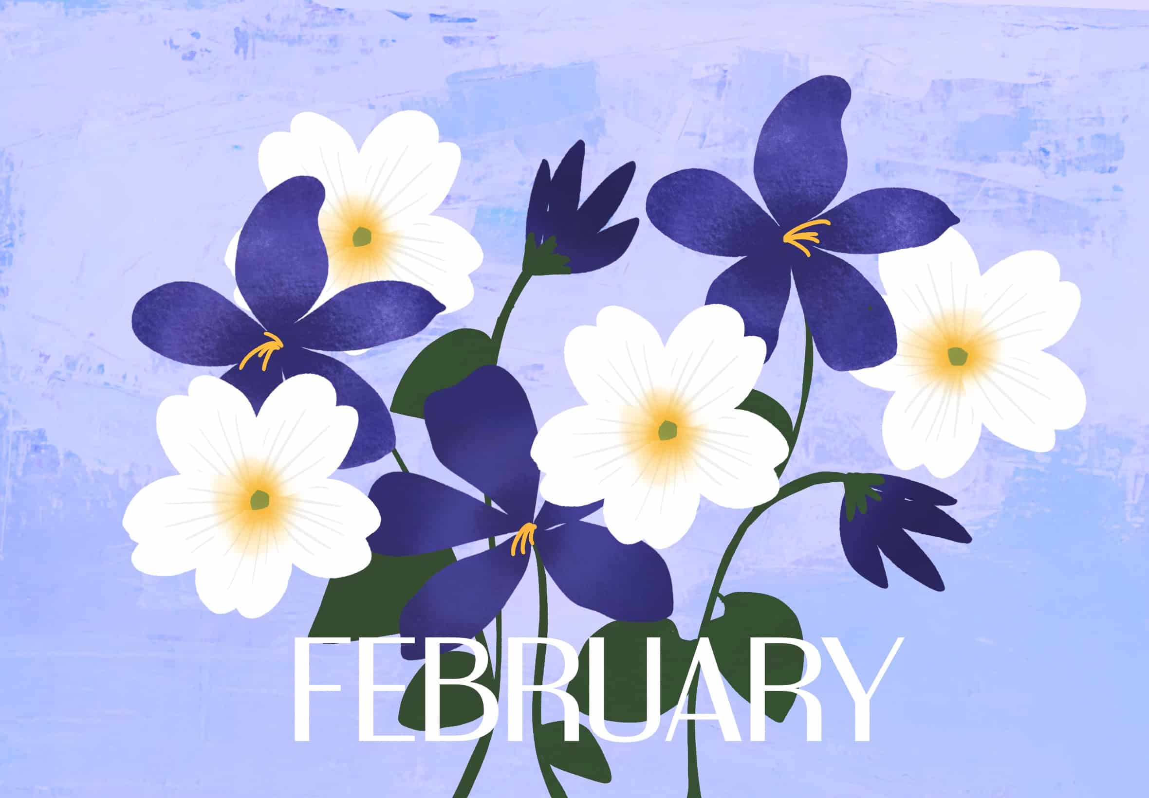 February Birth Month Flowers - Violet and Primrose