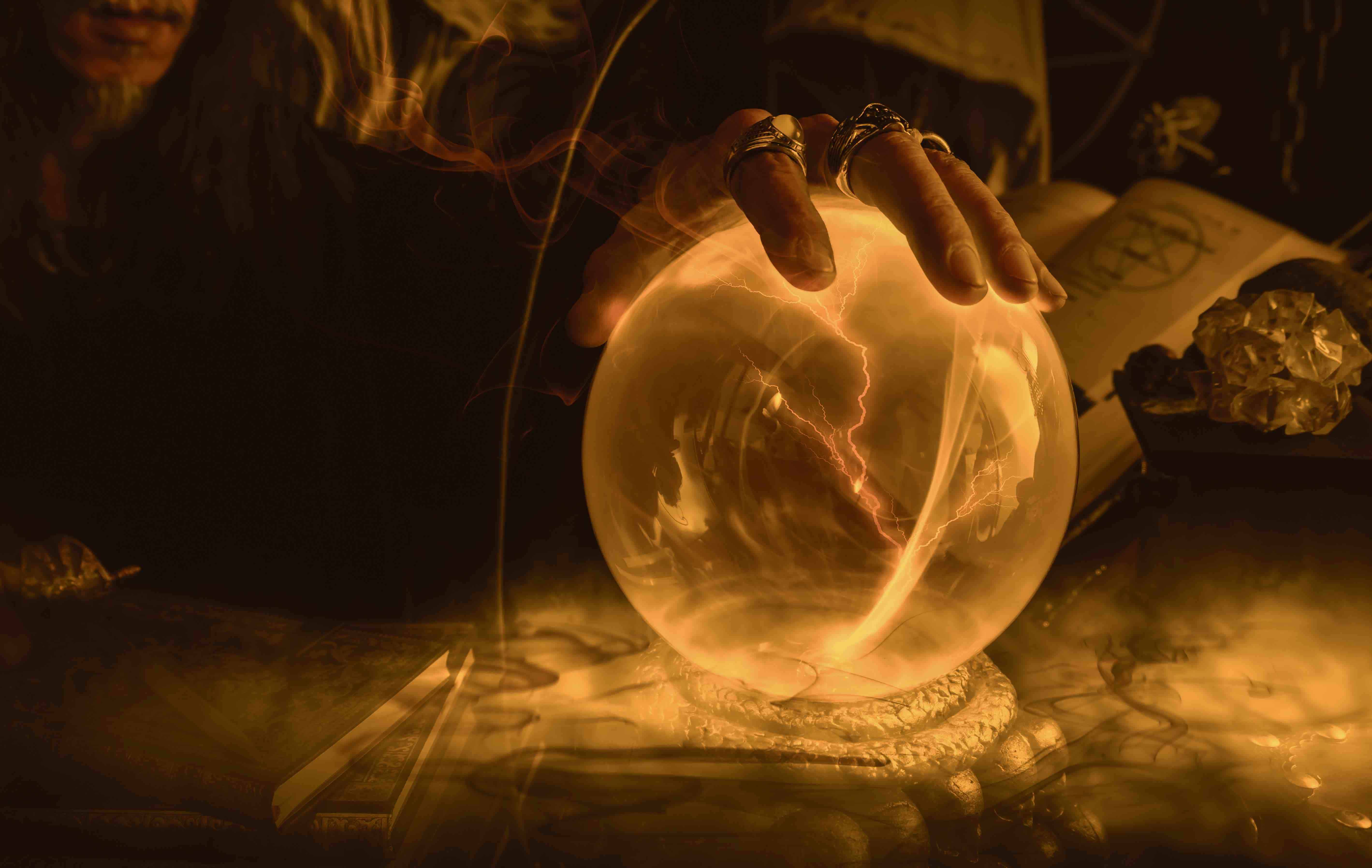 wizard using crystal ball