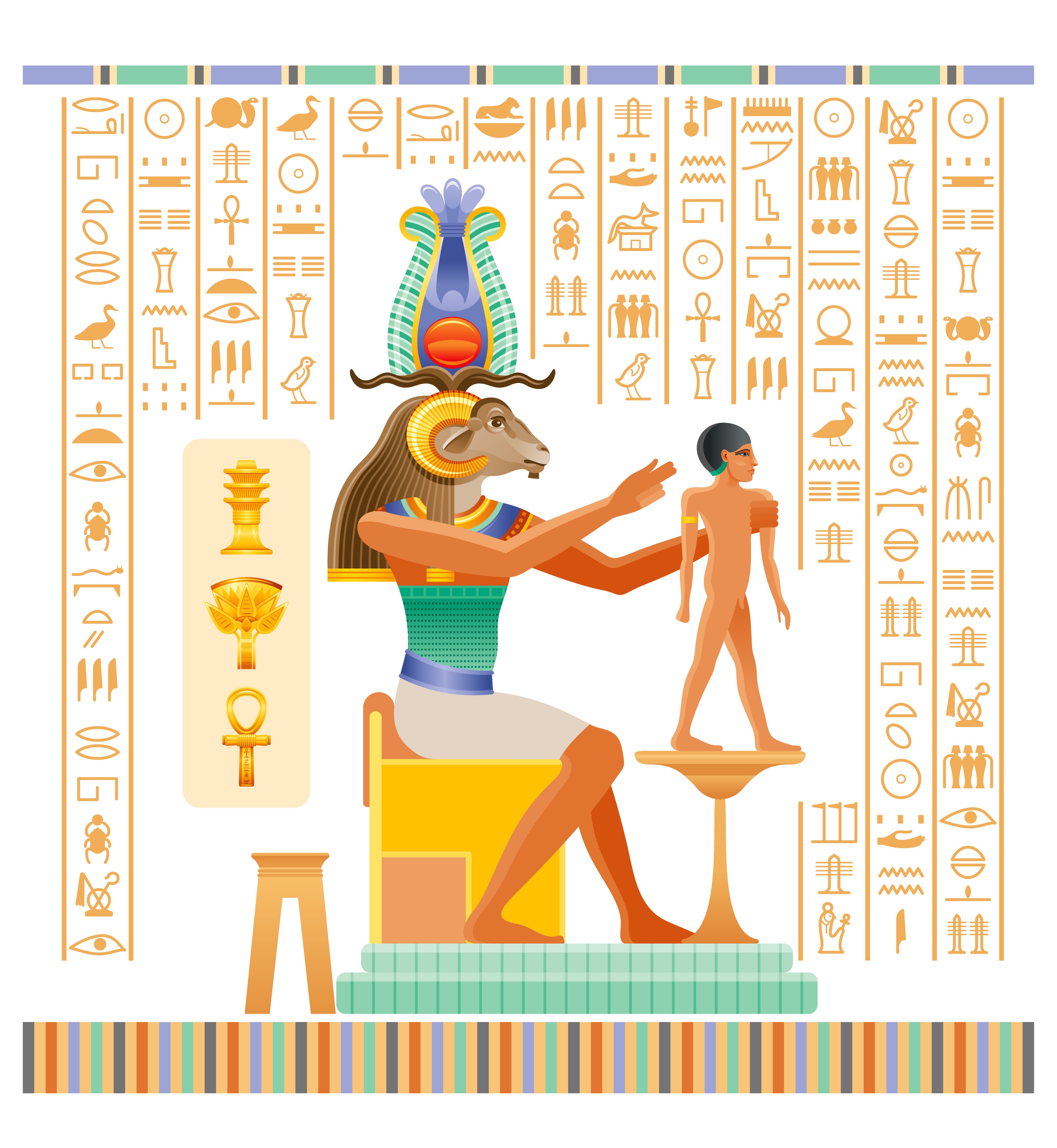 Инфографика роспись древнего Египта