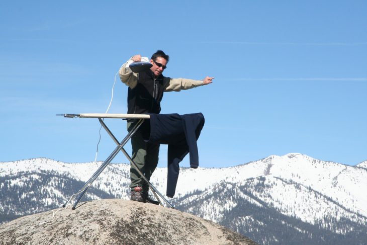 Extreme Ironing on Lake Tahoe