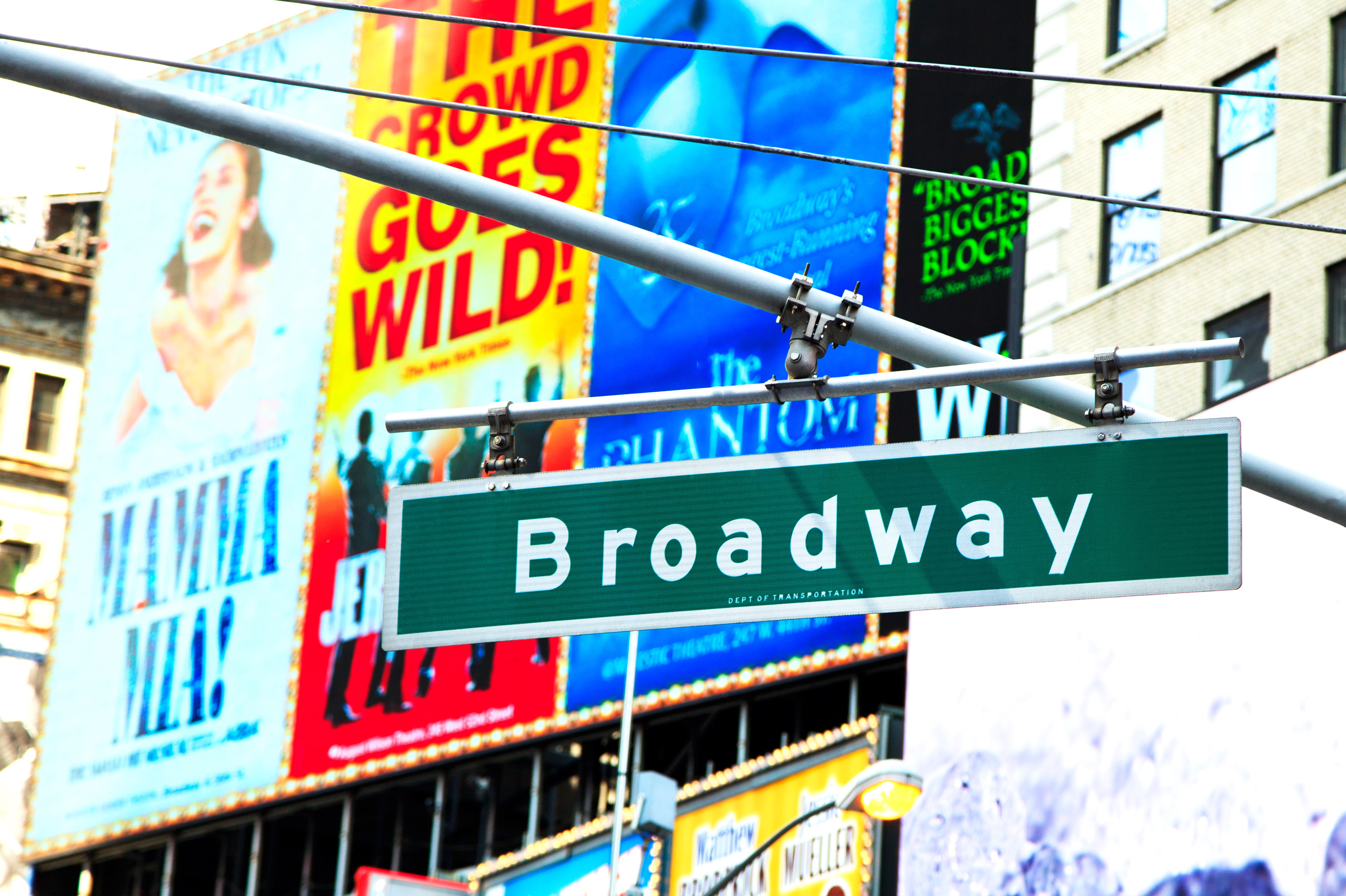 Street sign board of Broadway, New York