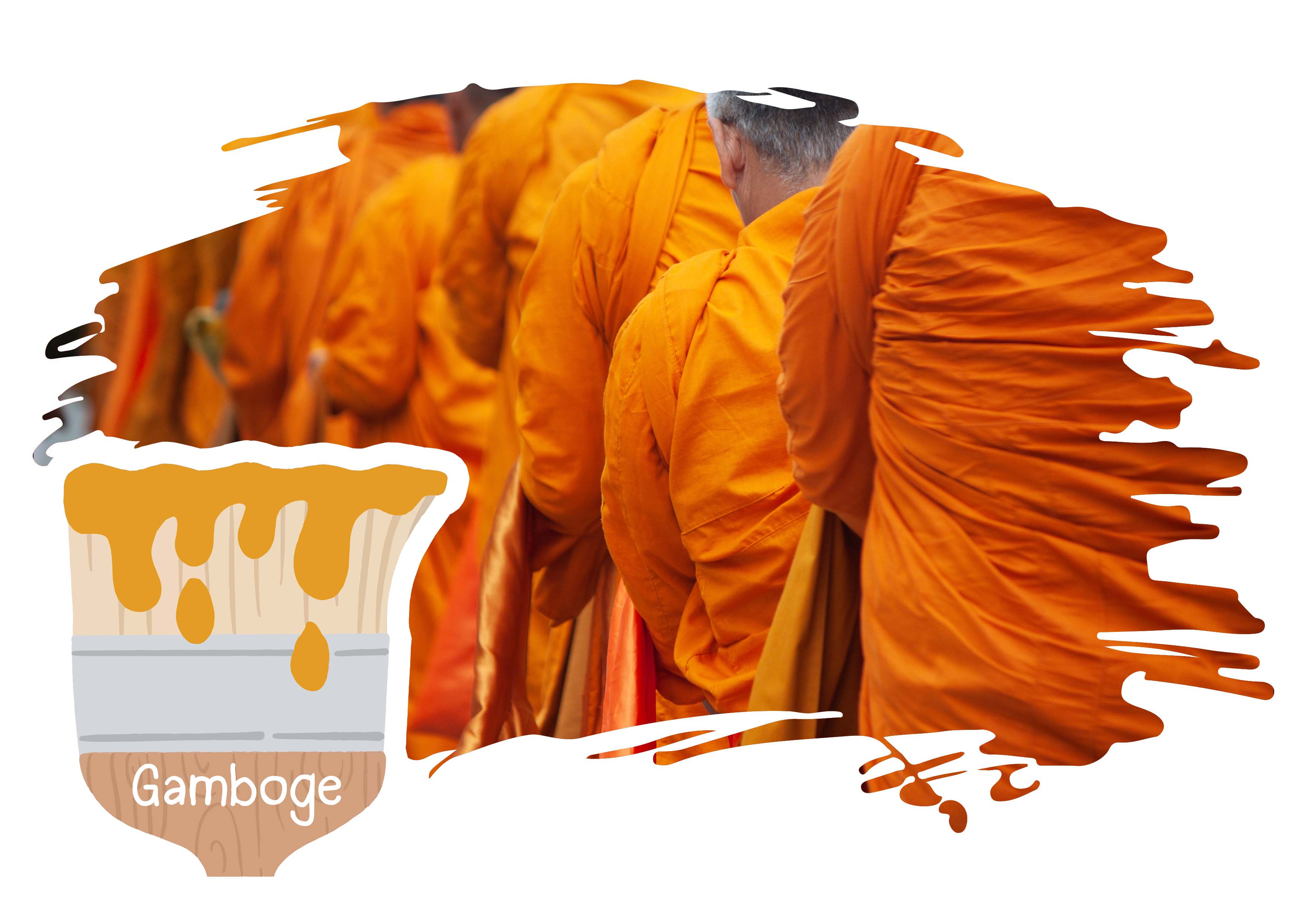Gamboge, Thai Monk walk for Alms