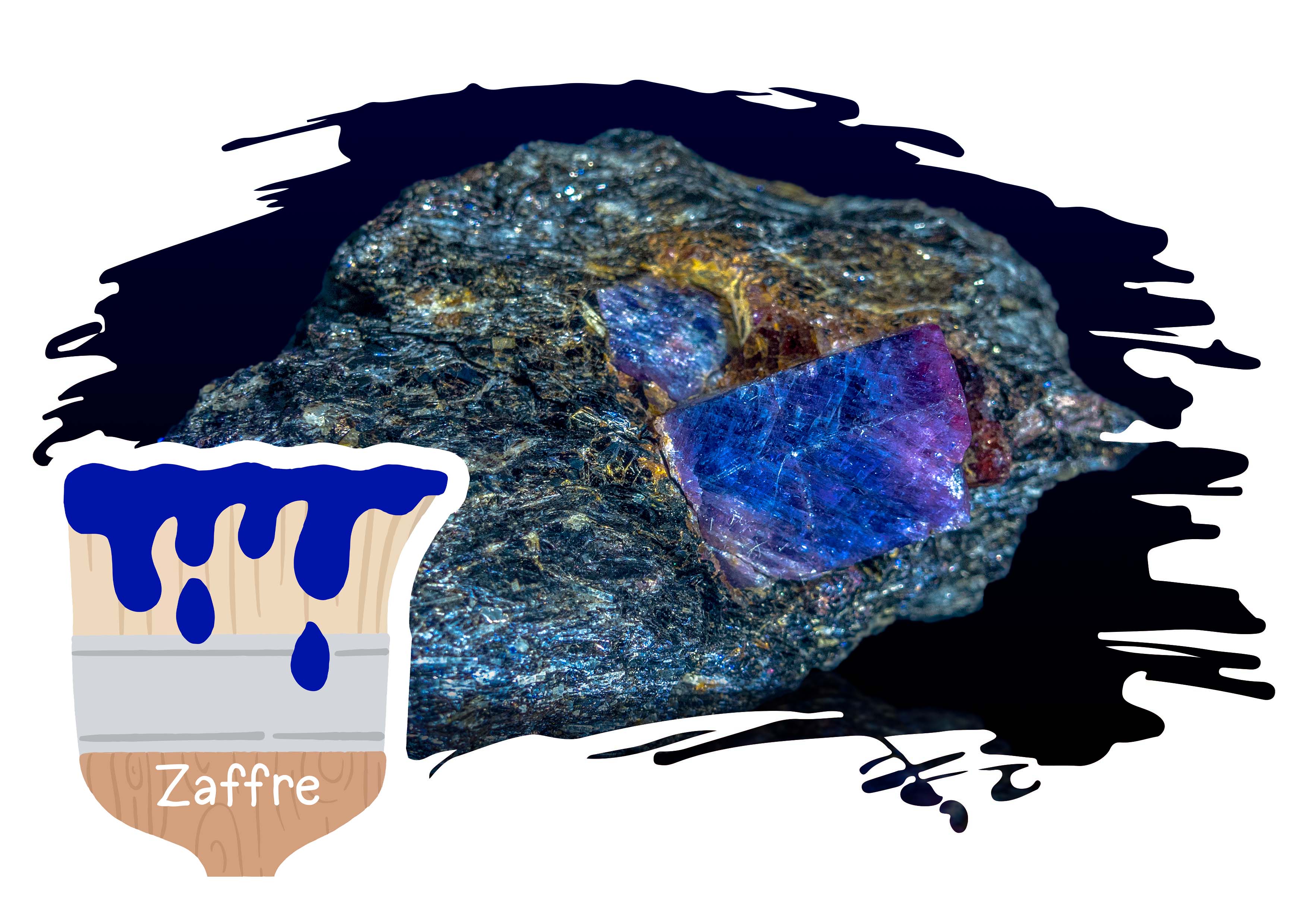 Zaffre, mineral raw uncut blue sapphire crystal
