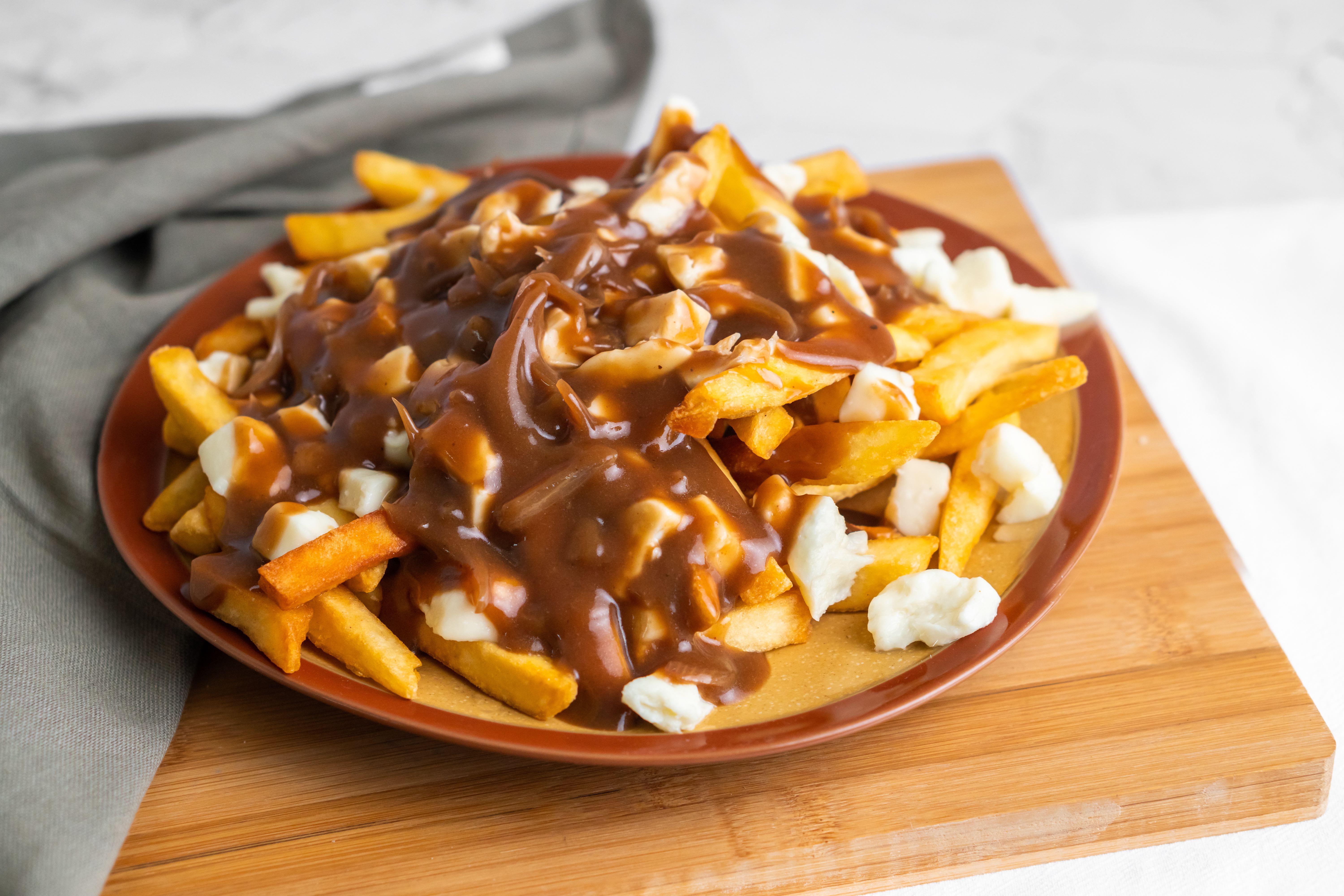 poutine with fresh cheese curds and hot gravy