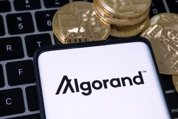 Algorand logo on mobile phone