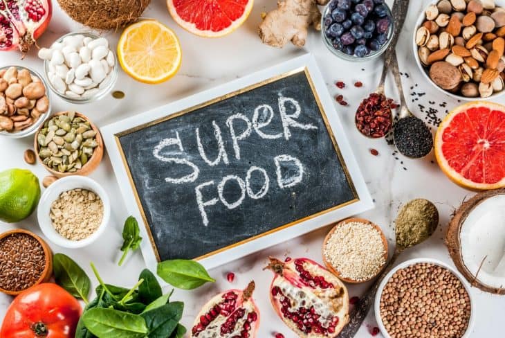 Set of organic healthy diet food, superfoods