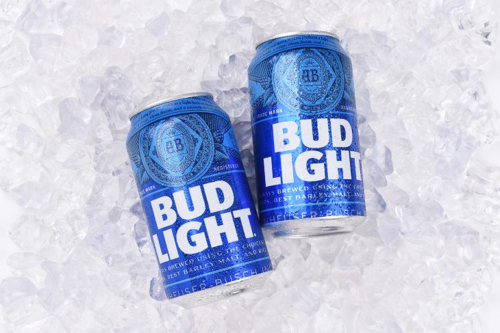 Bud Light Cans in ice bucket