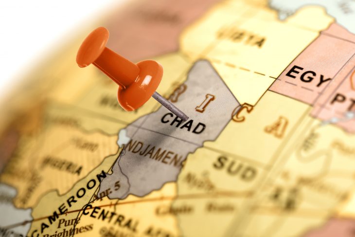 Location Chad. Red pin on the map.