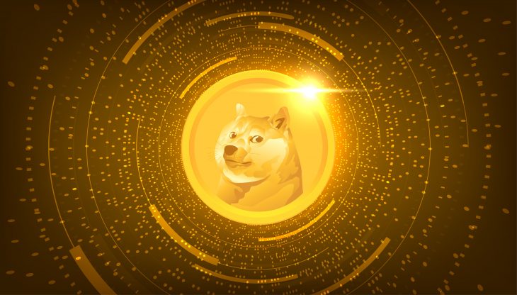 Dogecoin (DOGE) coin cryptocurrency concept banner background