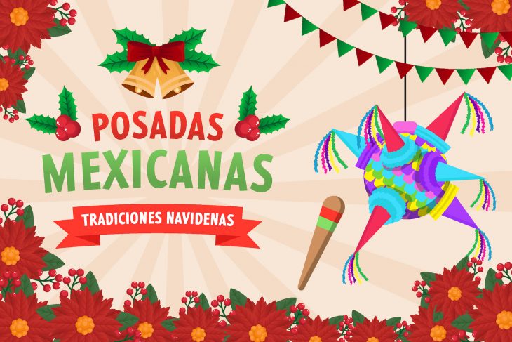 posadas mexicanas horizontal banner illustration