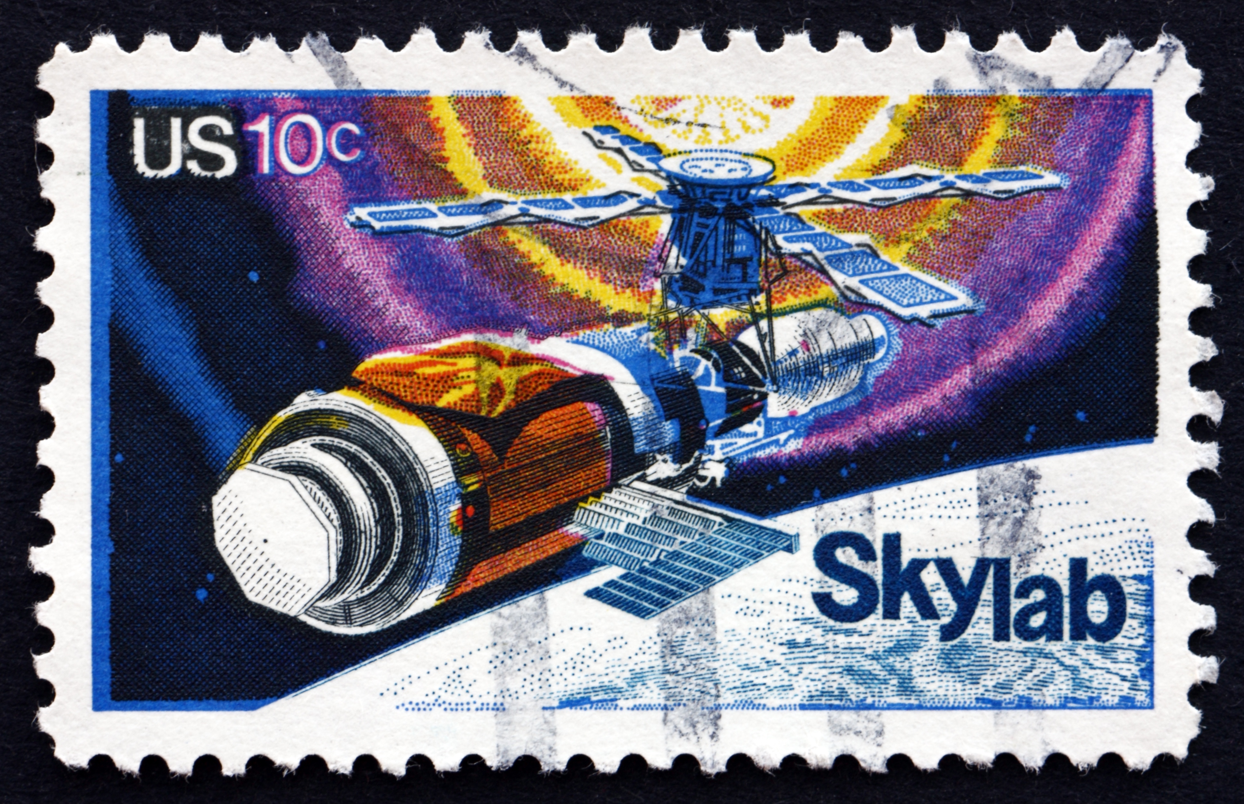 Skylab space station on post stamp