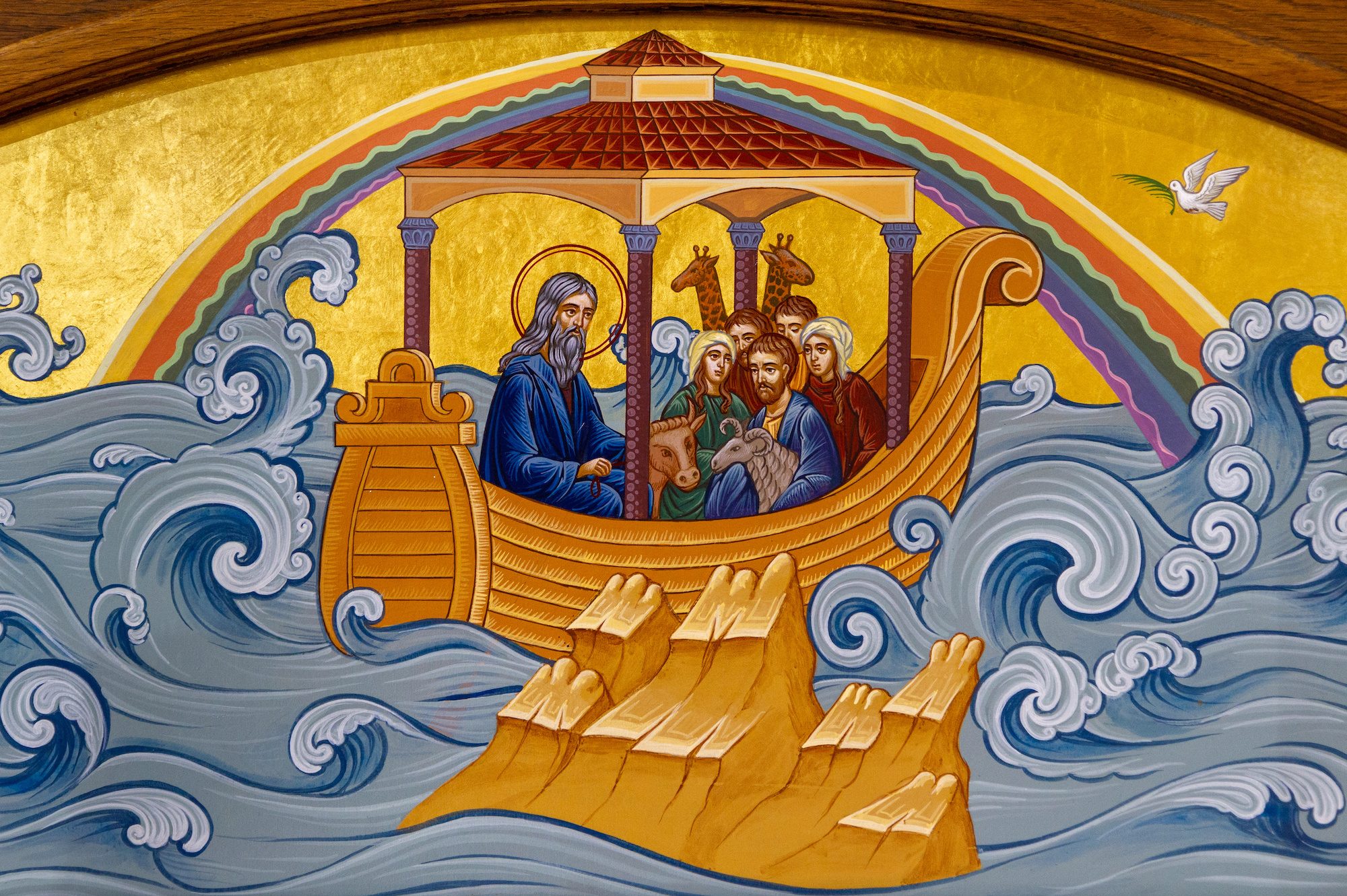The icon of the Noah's Ark. Part of the Iconostasis in the Greek Catholic church of Saint Elijah