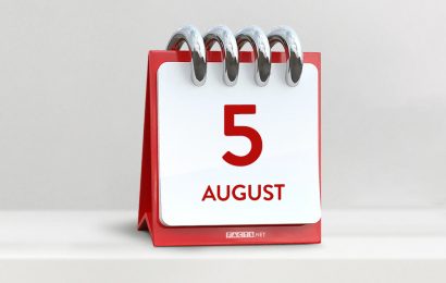 2023 calendar design August 5 icon. 5th August calendar schedule