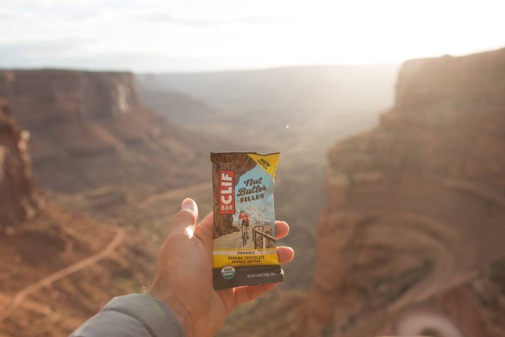 clif bar with cliff background