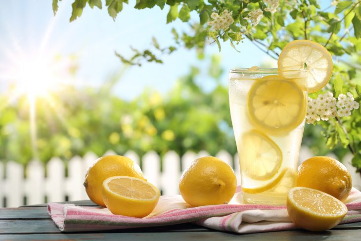 Citrus lemonade in garden setting