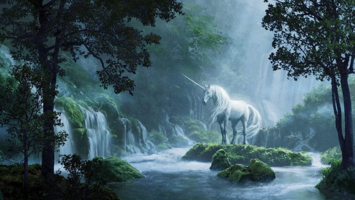 Beautiful unicorn in a magical forest