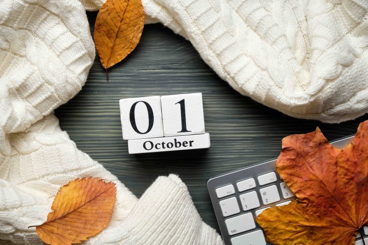 first day of autumn month calendar october