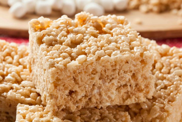 Homemade Marshmallow Crispy Rice Treat in bar form