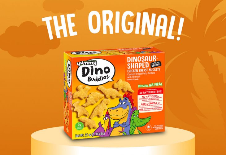 dino buddies nuggets on orange background