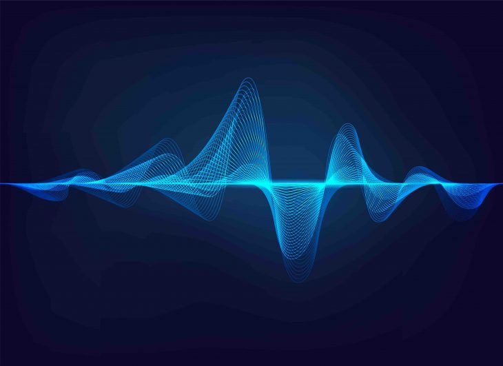 abstract digital green blue equalizer, sound wave pattern element