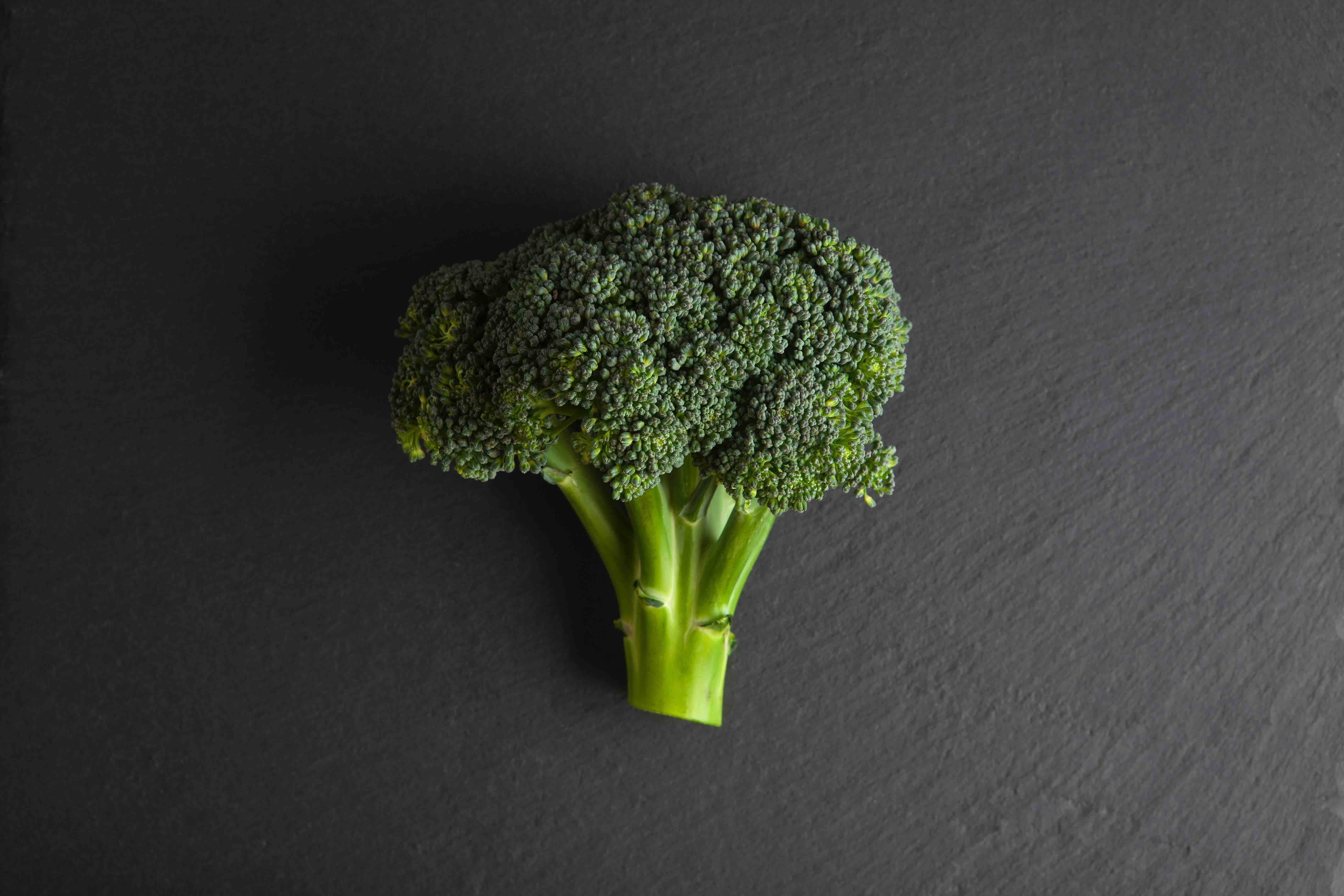 single broccoli on table