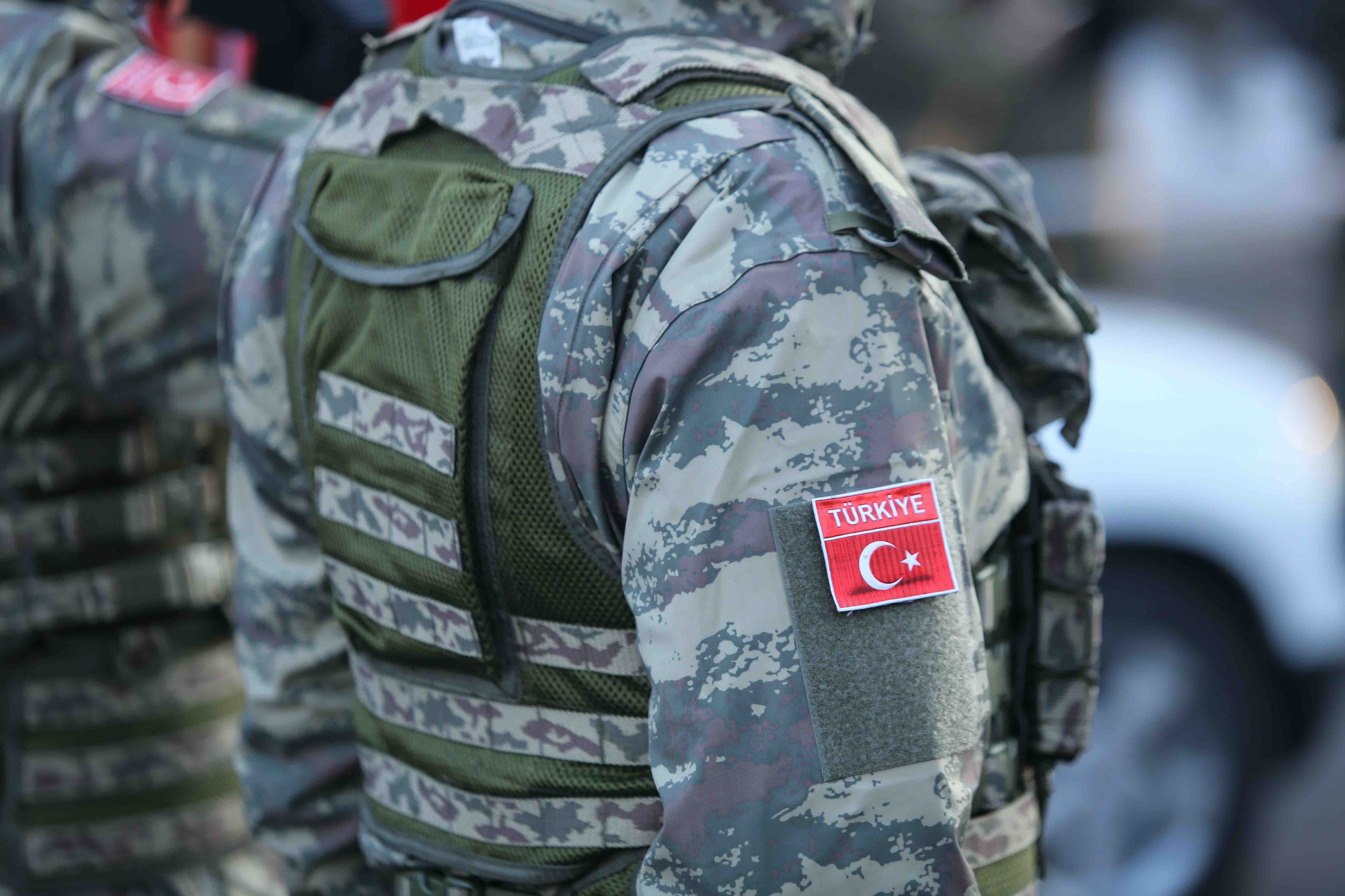 Turkish soldiers, holding MPT 76 assault rifles