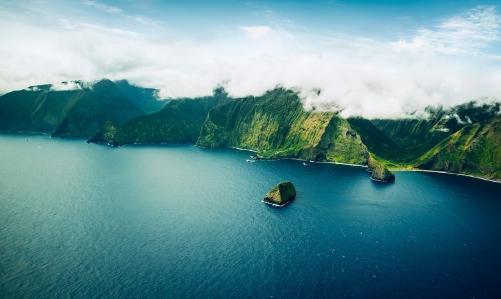 Beautiful Aerial View of Tropical Island Paradise Nature Scene of Maui Hawaii