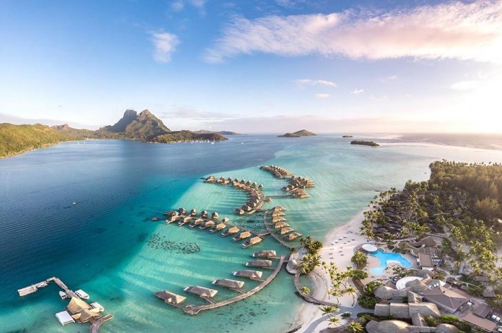 Bora Bora Beach with Huts