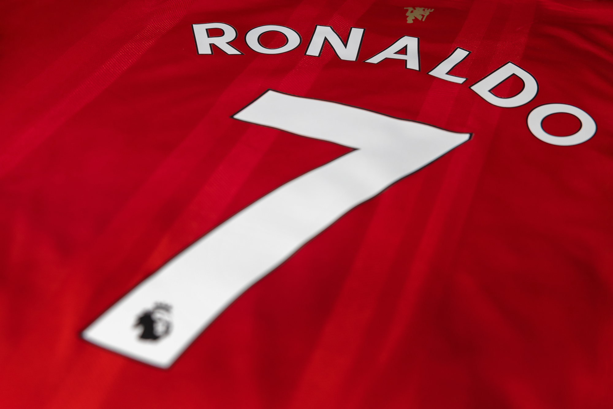 Cristiano Ronaldo Name on Manchester United Red Jersey For His Returned to English Premier League