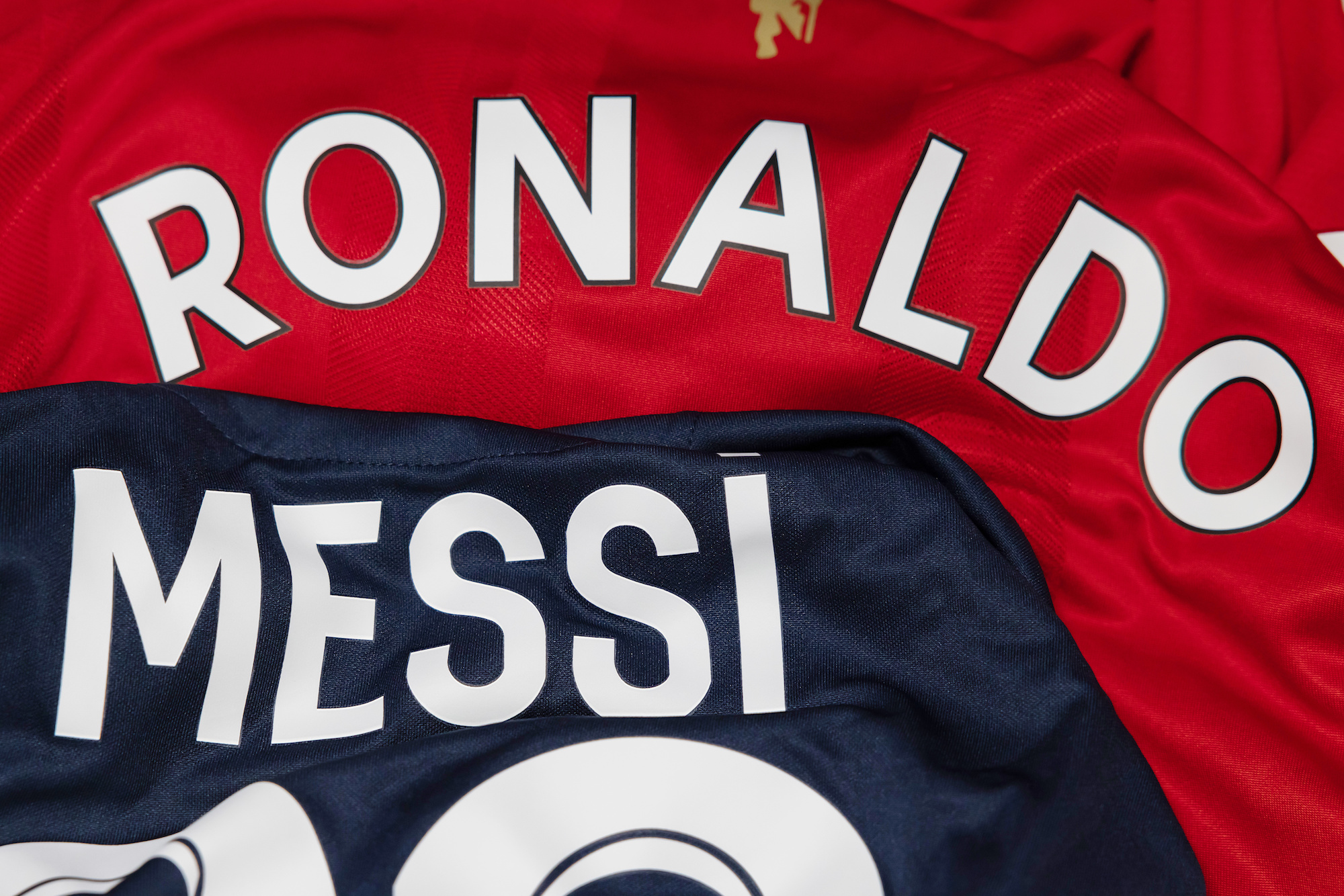 Cristiano Ronaldo and Messi Name on Manchester United and Paris Saint Germain Jersey