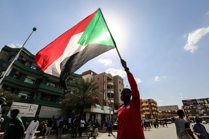 Sudan flag being waved